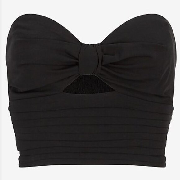 Express Black Ex Cut Out Ruched Tube Top SZ L - NWT - Picture 4 of 13